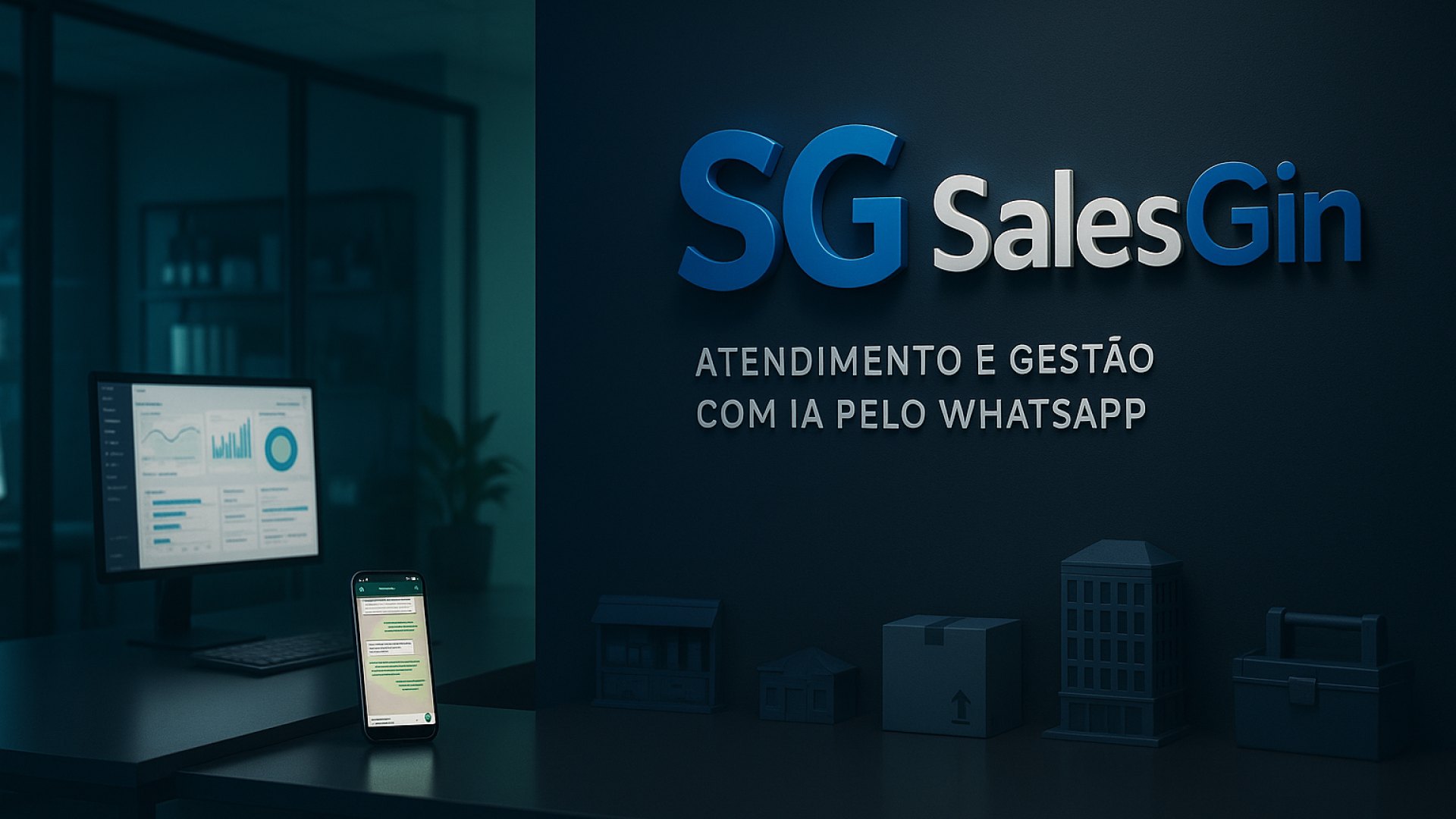 Marca SalesGin: atendimento e gestão com IA pelo WhatsApp